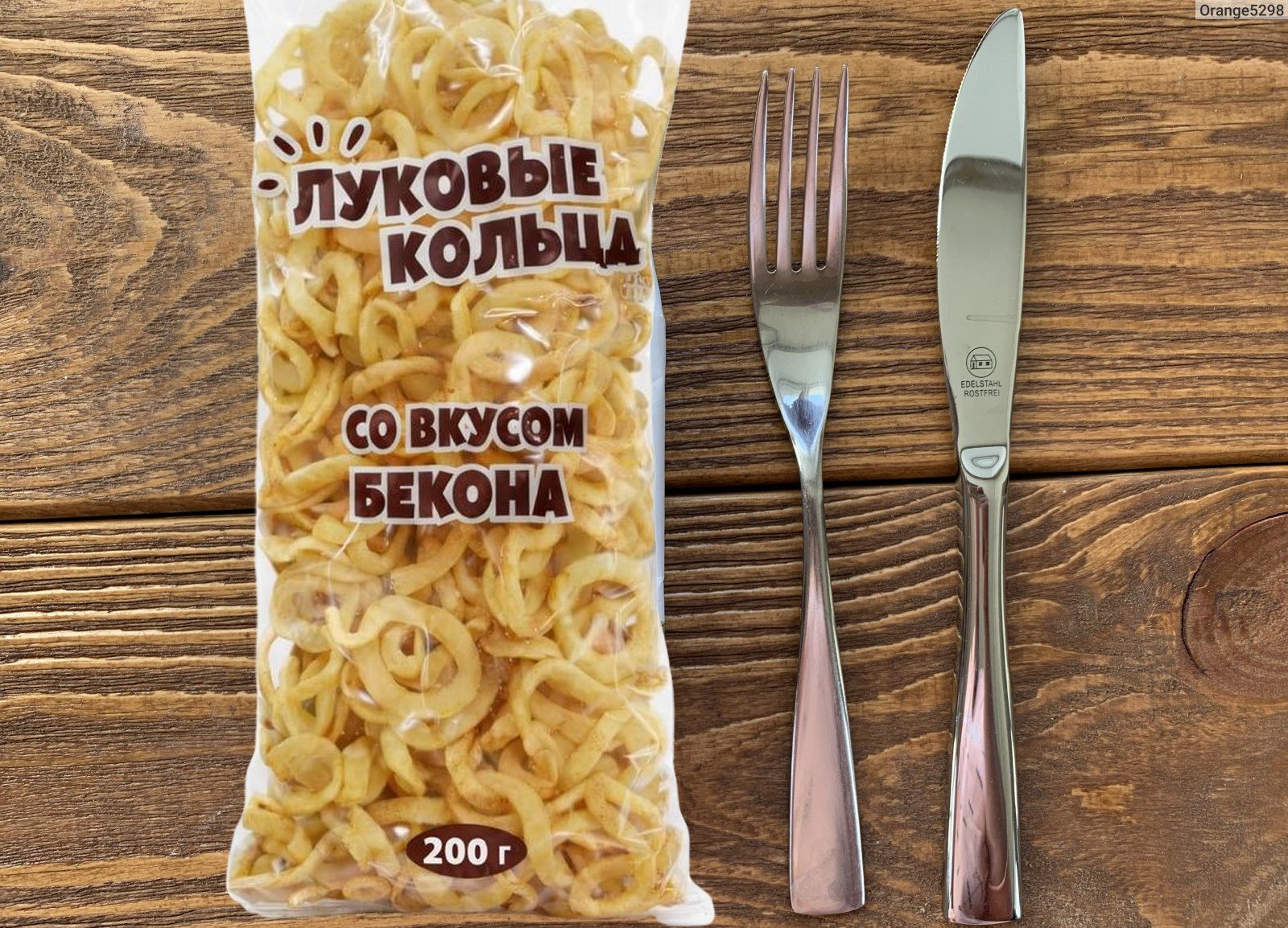 Картофельные снеки. Кольца луковые Kdv бекон, 200г х 24шт.
