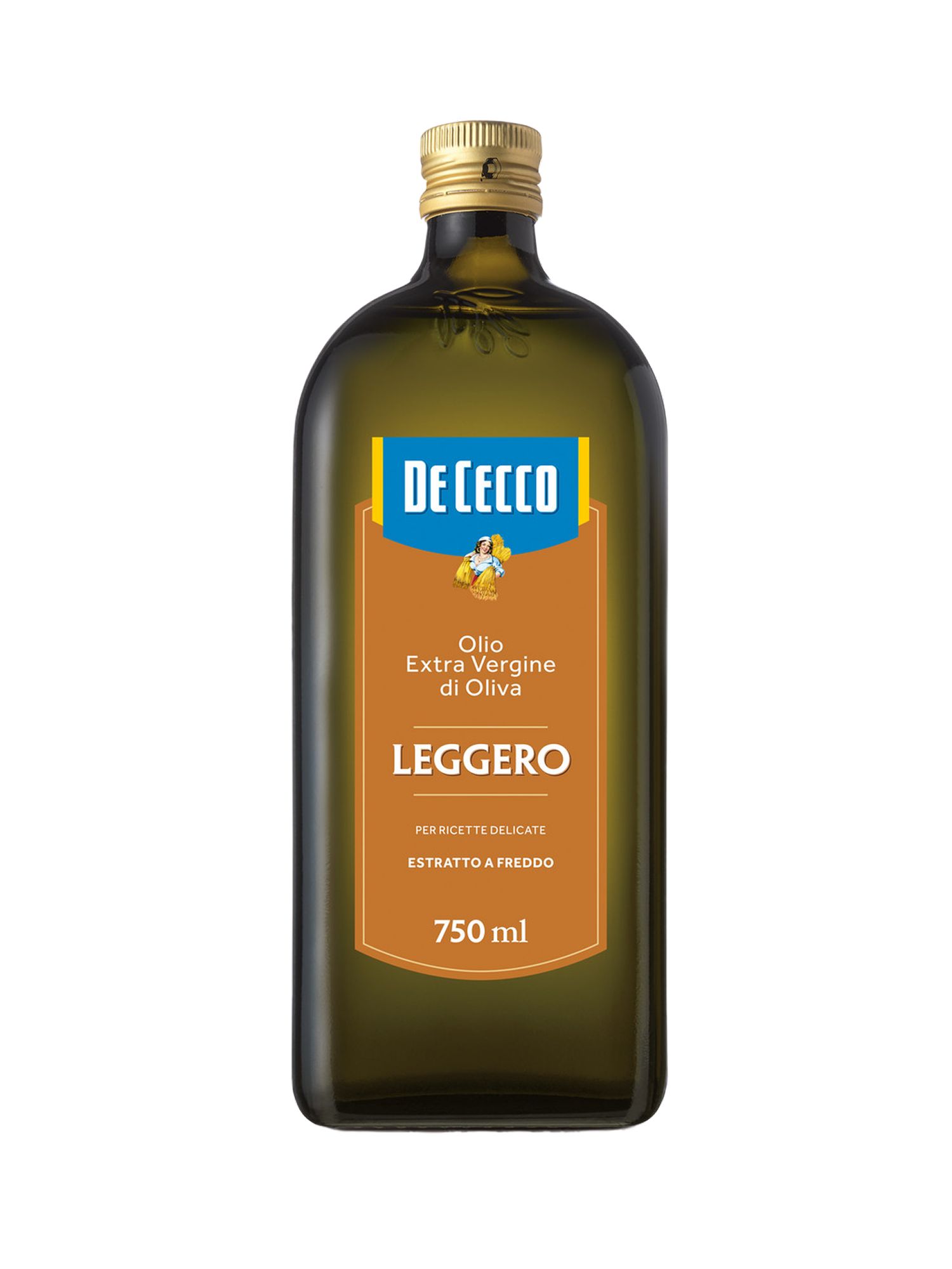 Масло оливковое De Cecco Leggero Extra Vergine нерафинированное, 750мл х 12шт.