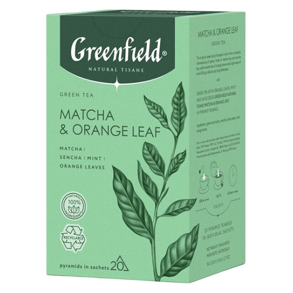 Чай Greenfield / Гринфилд с мятой и листьями апельсина Matcha & Orange Leaf 20 пир