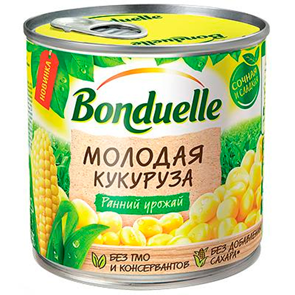 Кукуруза Bonduelle молодая ранний урожай ж/б 170 гр