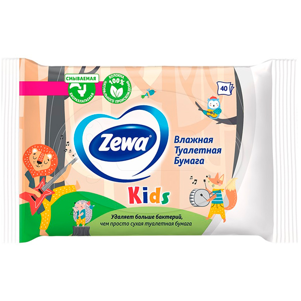 Влажная туалетная бумага Zewa Kids 42 листа