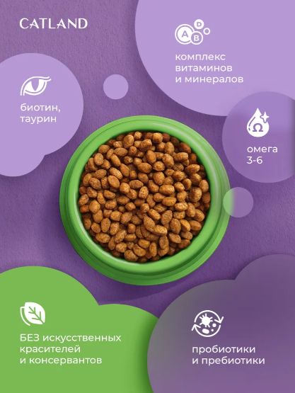 Сухой полнорационный корм для стерилизованных кошек "Catland" с кроликом и овощами, 10 кг