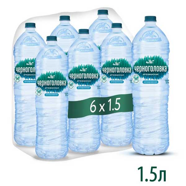 Вода Черноголовка детская 1.5 литра, без газа, пэт, 6 шт. в уп.