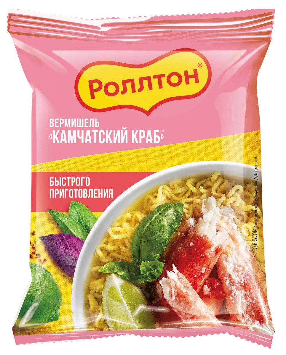 Вермишель быстрого приготовления Роллтон Камчатский краб, 60г х 42 шт.