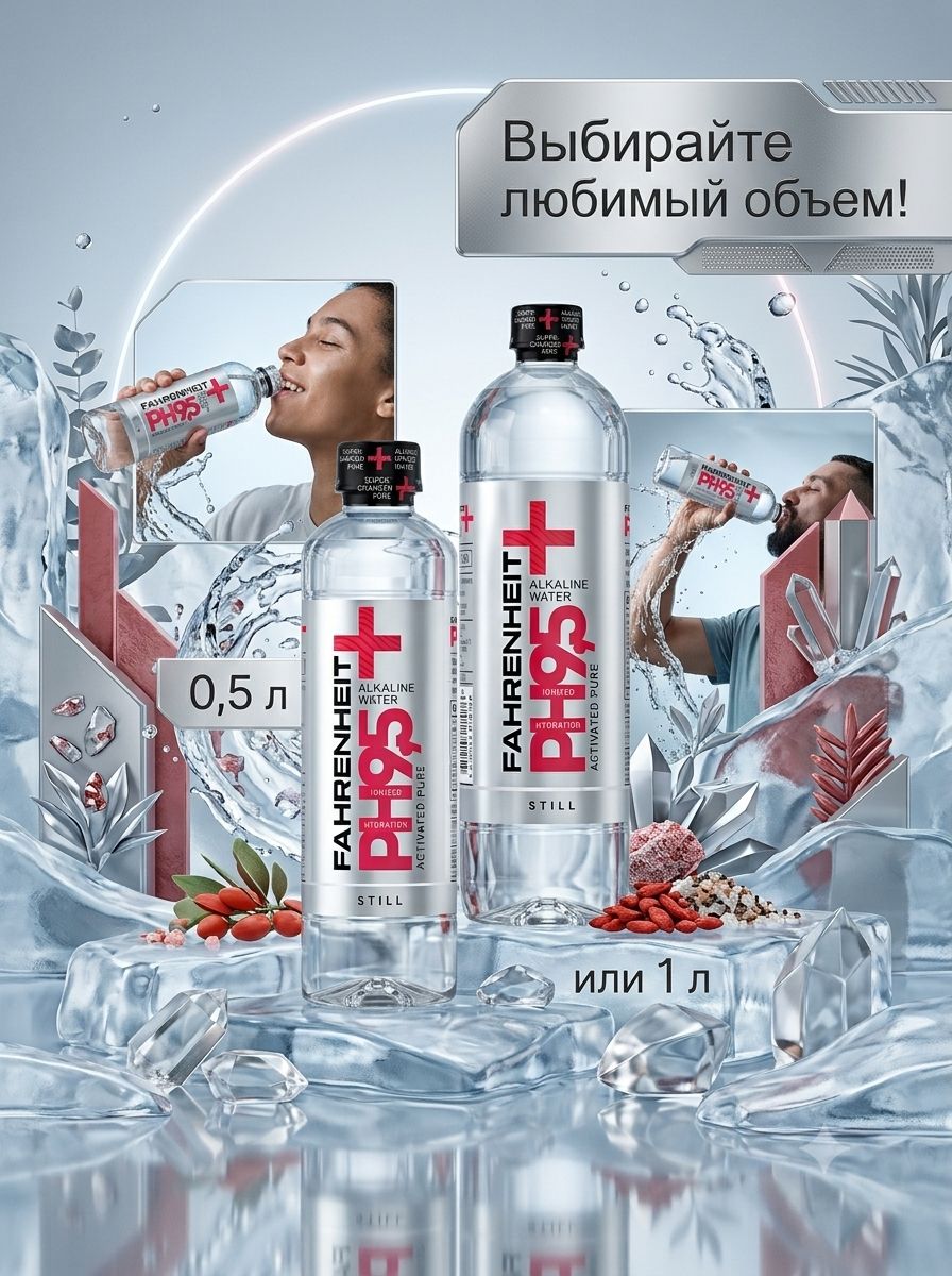 Вода Fahrenheit 1 литр, без газа, пэт, (упаковка 9 шт)