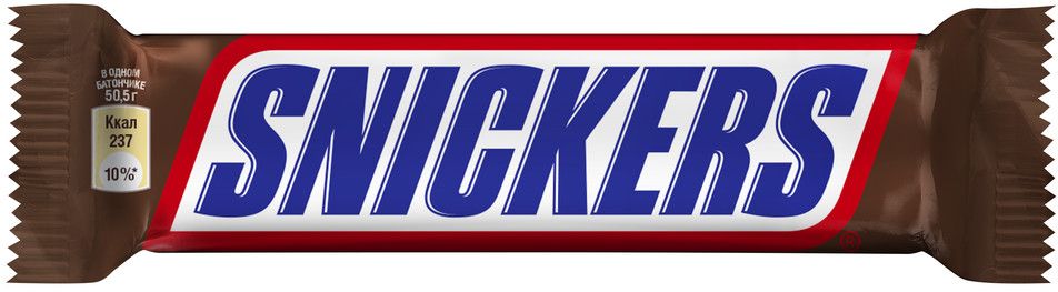 Батончик шоколадный Snickers, 50г. Упаковка 48 шт.