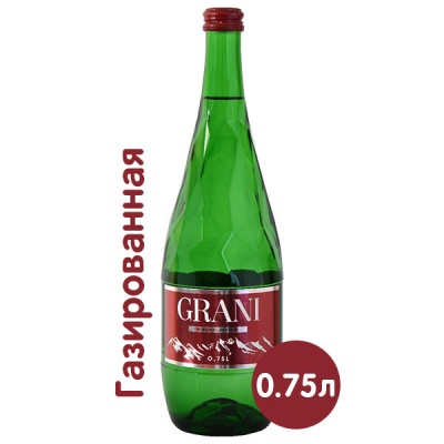 Вода Grani 0.75 литра, газ, стекло, 12 шт. в уп.
