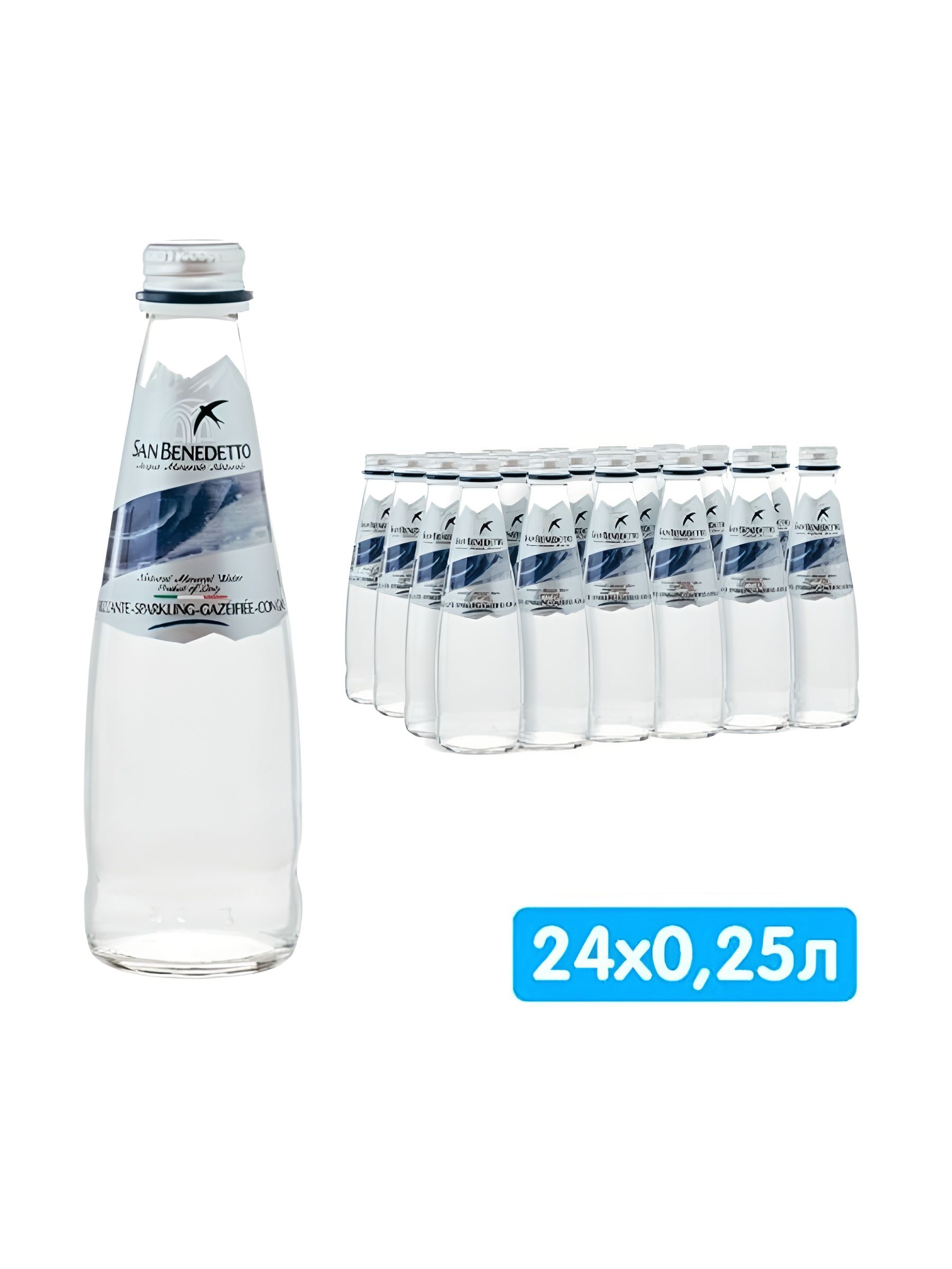 Вода "San Benedetto" 0,25 л *24 шт, газированная, стекло