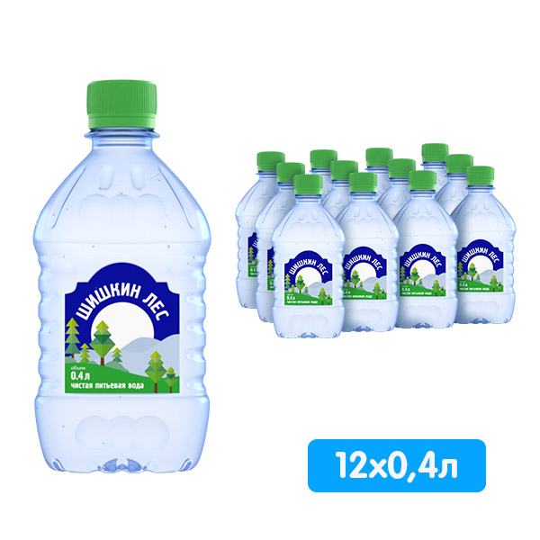 Вода Шишкин лес 0.4 литра, без газа, пэт, 12 шт. в уп.