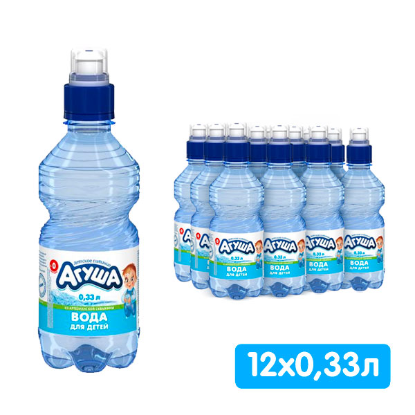 Вода Агуша 0.33 литра, спорт, без газа, пэт, 12 шт. в уп.