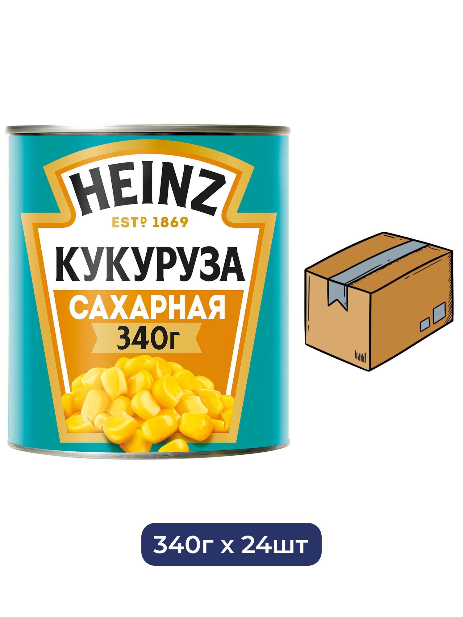 Кукуруза Heinz Сахарная, 340г х 24 шт.