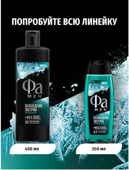 Фа MEN Гель для душа мужской Охлаждение экстрим, арктическая свежесть, 250 мл