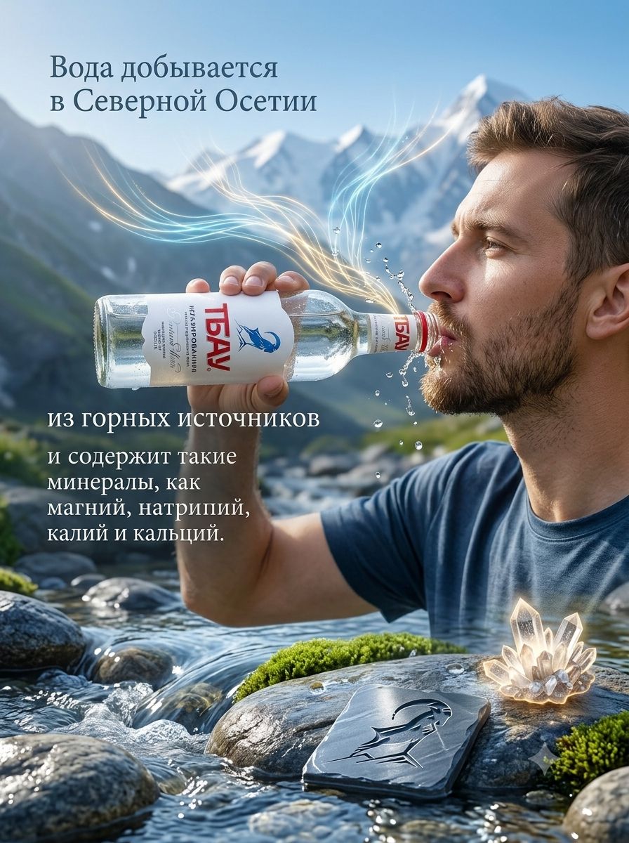 Вода Тбау Премиум 0.5 литра, без газа, стекло, (упаковка 12 шт)