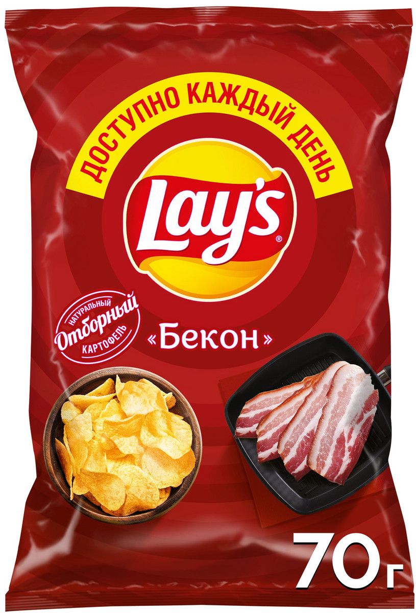 Чипсы Lay's Бекон, 70г. Упаковка 25 шт. Набор 2 упаковки.