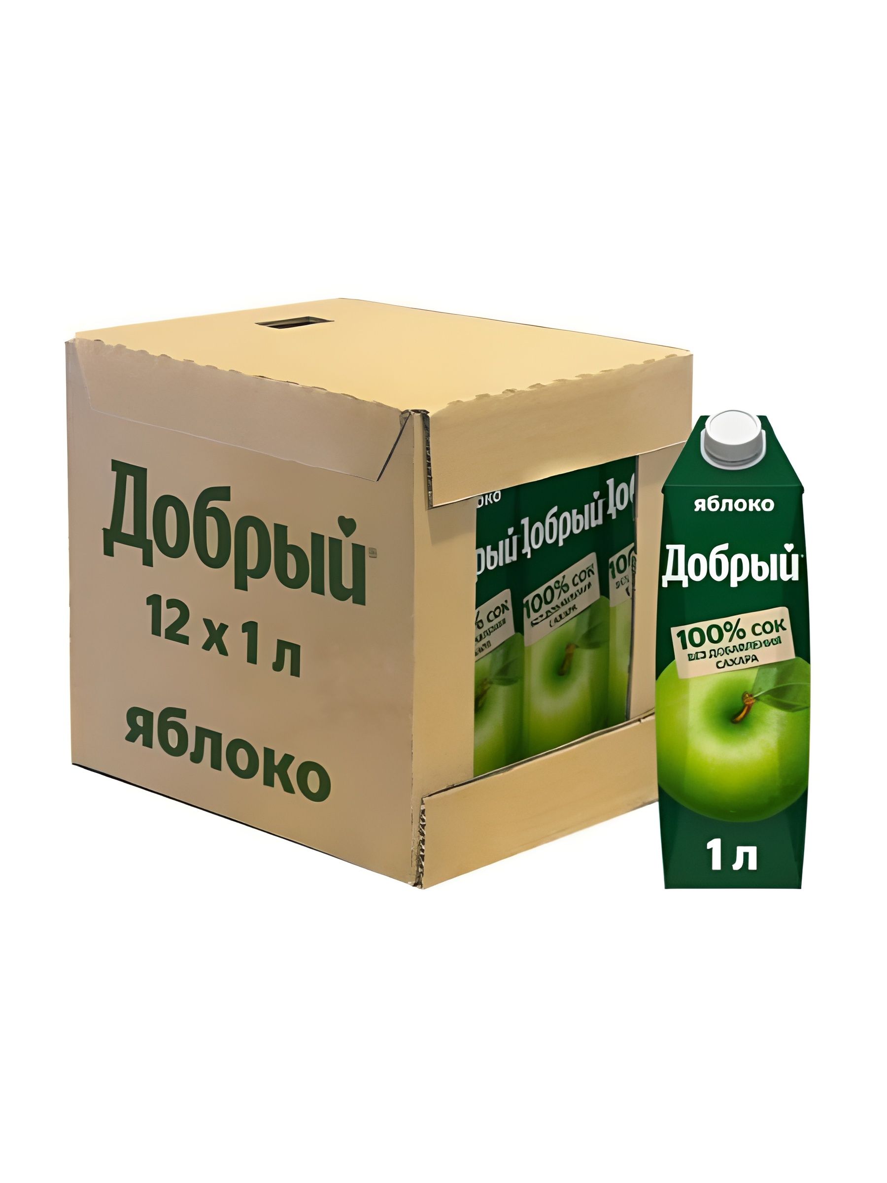 Сок Добрый Яблочный 1000 мл. Упаковка 12 шт.