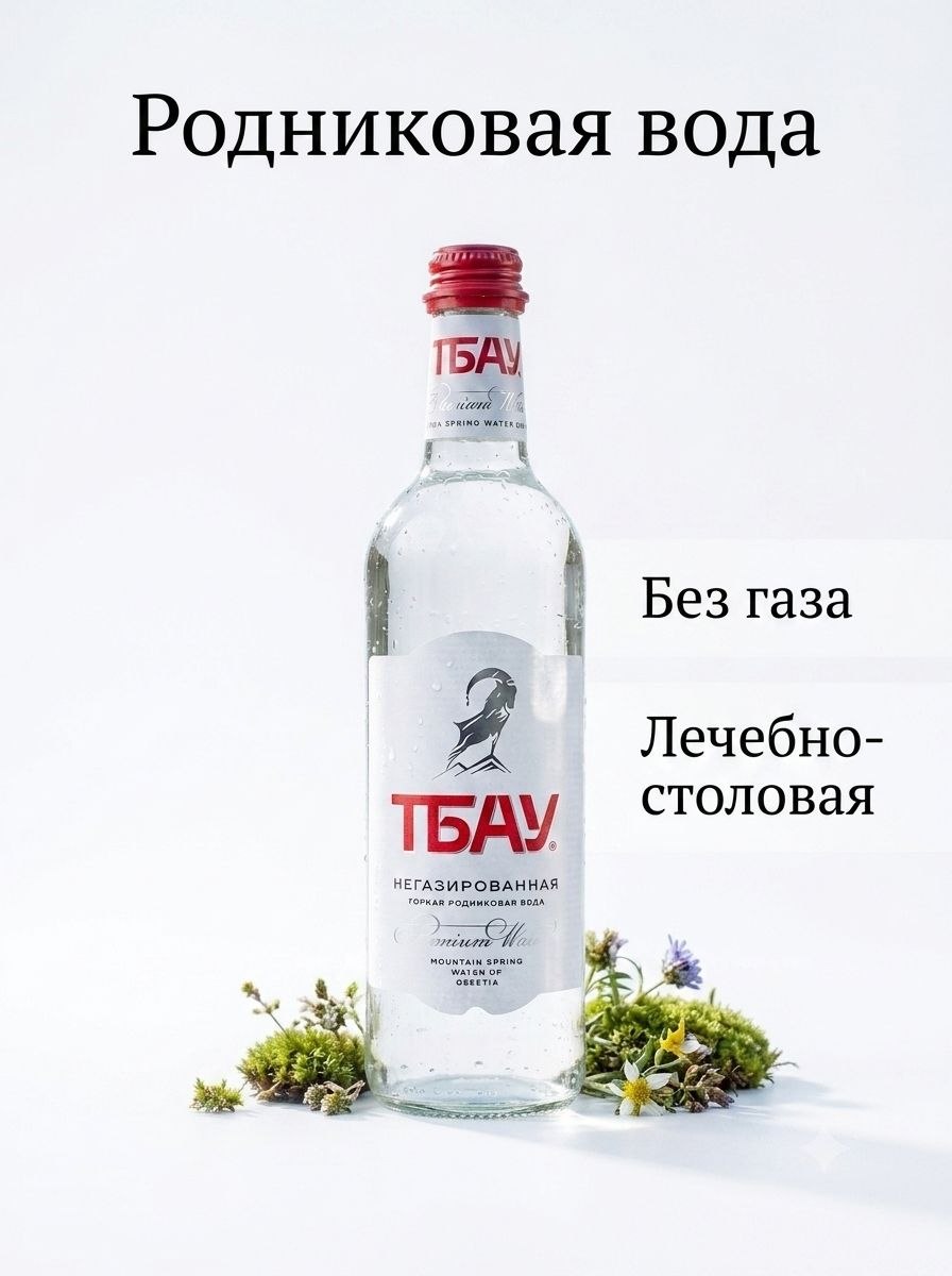 Вода Тбау Премиум 0.5 литра, без газа, стекло, (упаковка 12 шт)