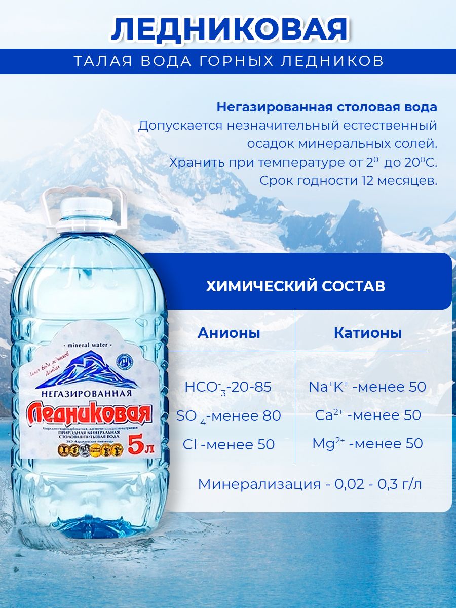 Вода питьевая Ледниковая 5л негазированная (упаковка 3 шт.)