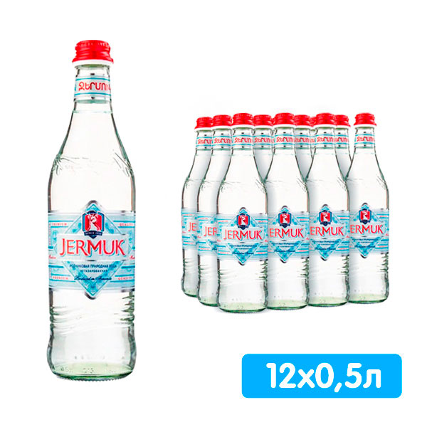Вода Джермук 0.5 литра, без газа, стекло, 12 шт. в уп.