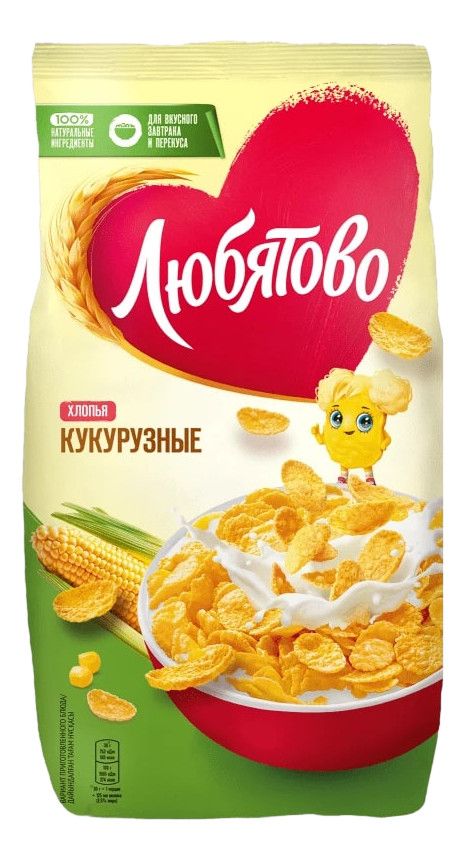 Готовый завтрак Любятово Хлопья кукурузные, 300г х 12 шт.