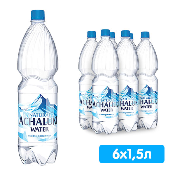 Вода Ачалуки 1.5 литра, без газа, пэт, 6 шт. в уп.