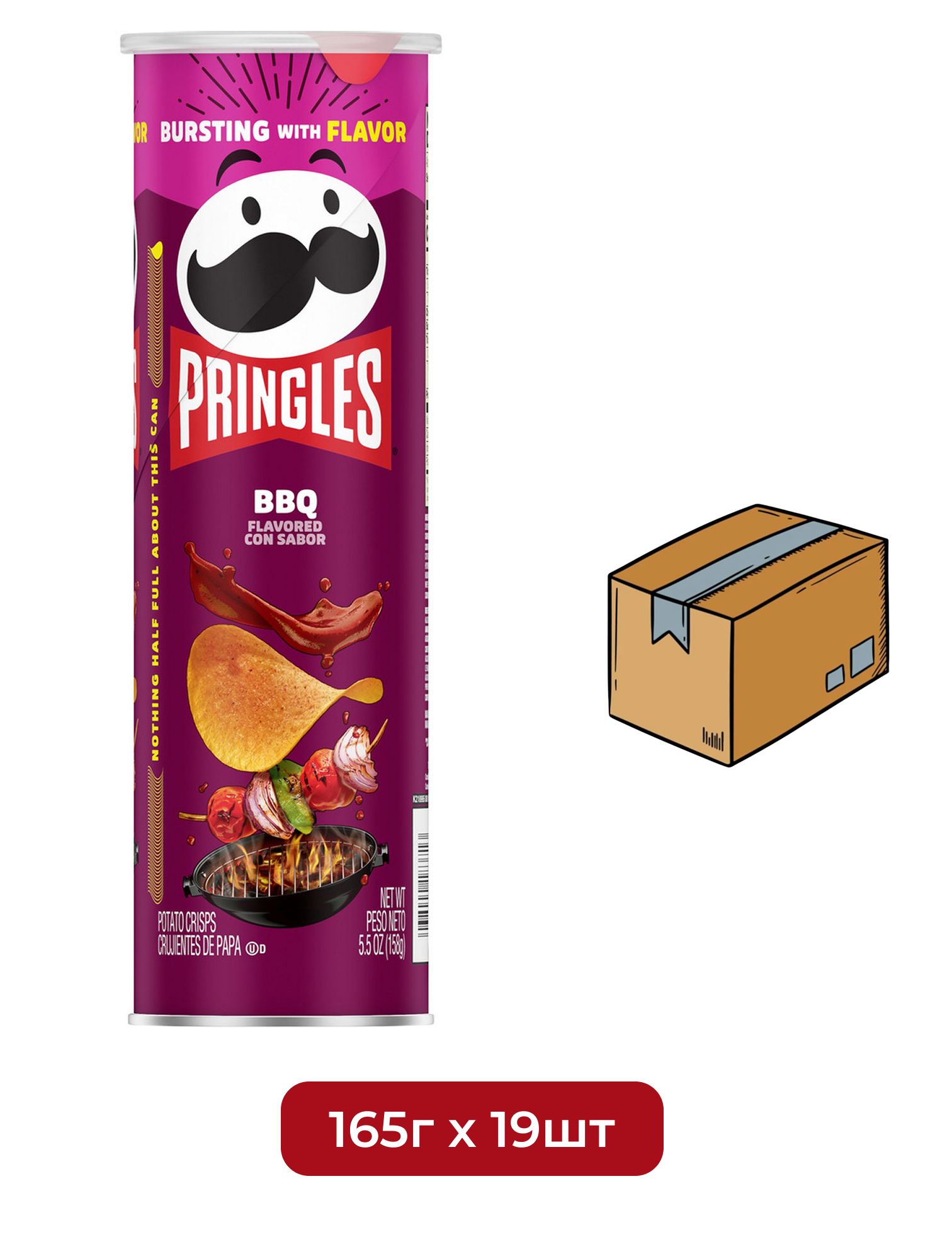 Чипсы Pringles Техас барбекю 165 гр. 19 шт.