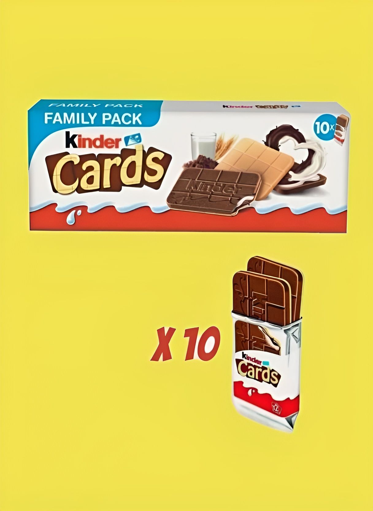 Печенье, шоколадно - молочное, Kinder Cards, 256гр. Упаковка 10 шт.