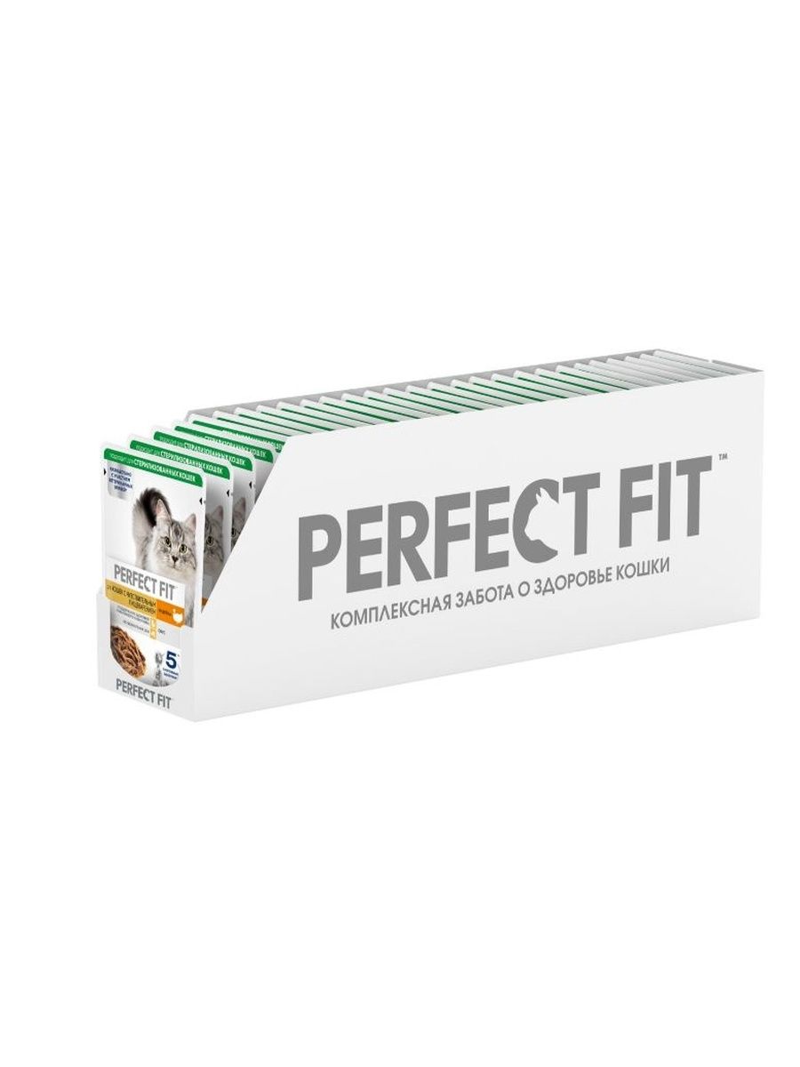 Влажный корм PERFECT FIT для кошек с чувствительным пищеварением индейка в соусе 28 х 75г