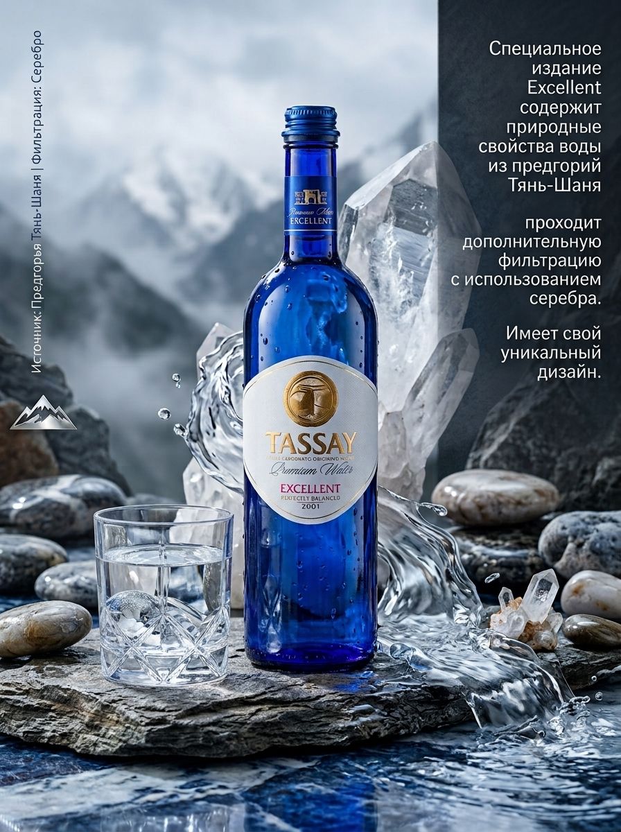 Вода Tassay Еxcellent 0.75 литра, без газа, стекло, (упаковка 6 шт)