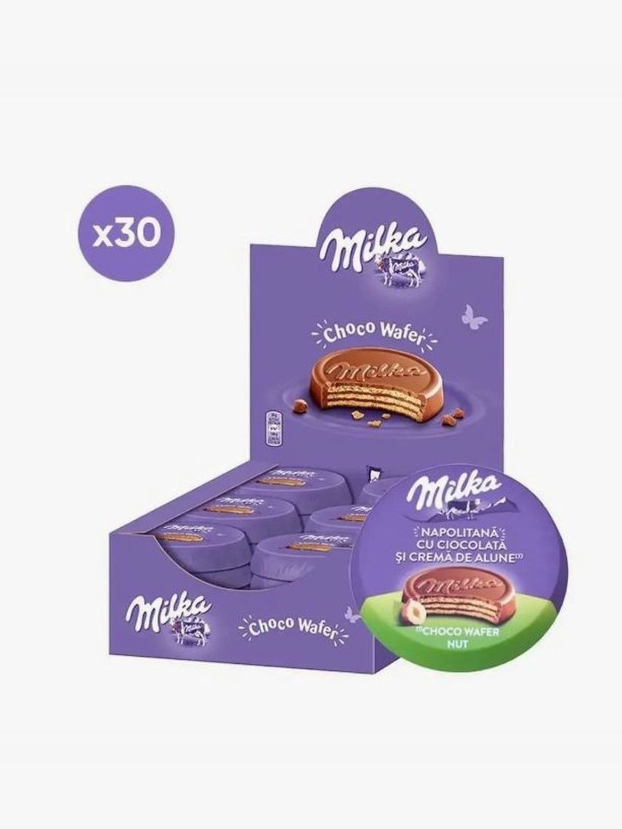 Вафли Milka Chocо Hazelnuts Wafer (30 грамм), 30 шт.