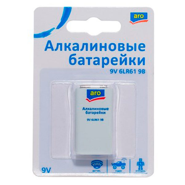 Батарейки Aro 9V (1шт) (серия 6LR61)