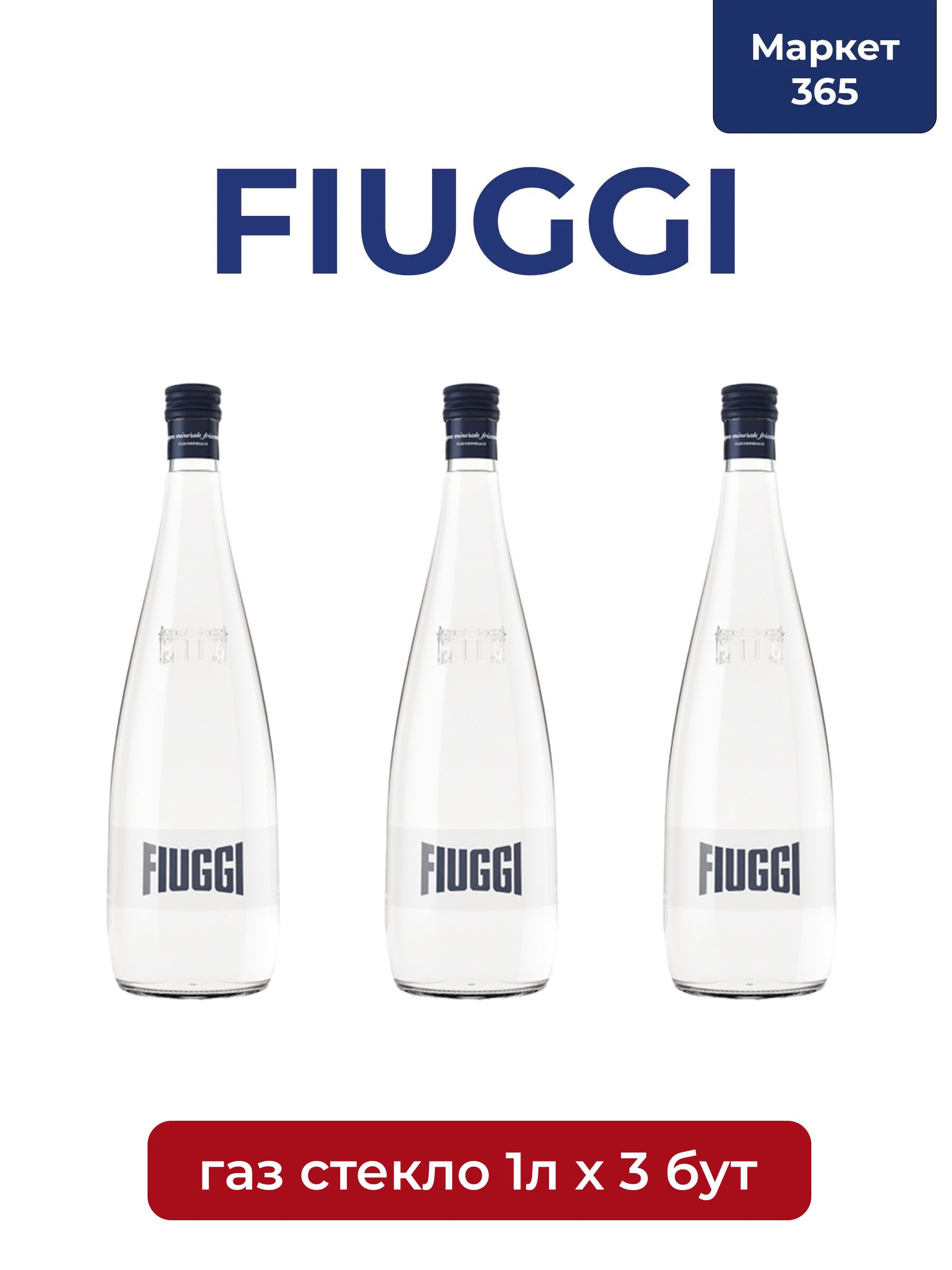 Acqua Di Fiuggi Frizzante(ФЬЮДЖИ)- природная минеральная газированная вода 1л, стекло, упаковка 3 штуки. Стекло.