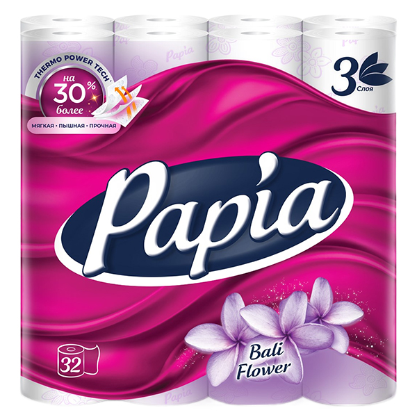 Туалетная бумага Papia Балийский цветок 3 слоя (32шт)