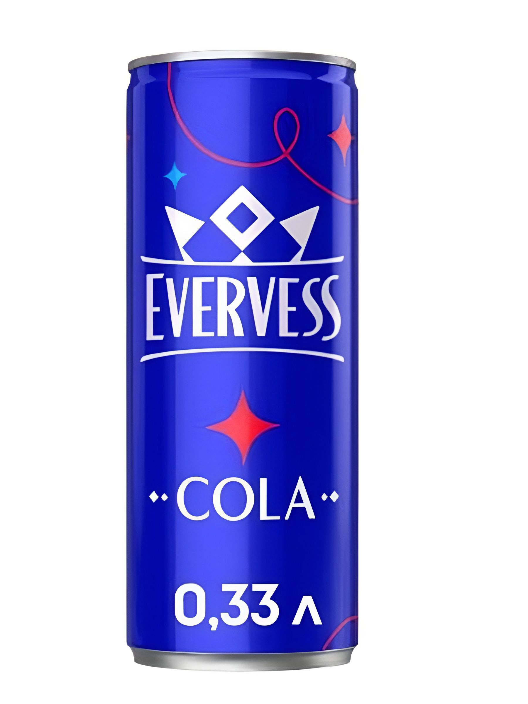 Напиток Evervess газированный, Cola, 0,33л. ЖБ. Упаковка 12 шт.