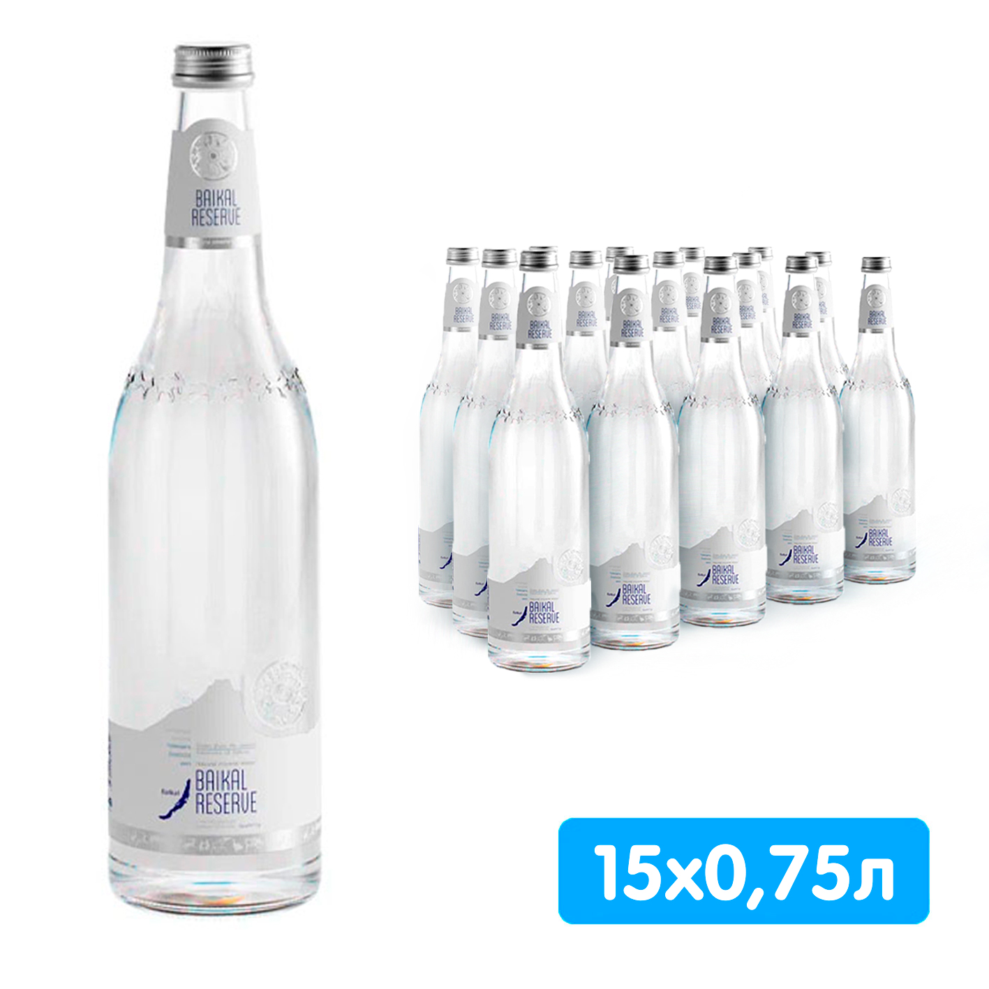 Вода Baikal Reserve 0.75 литра, газ, стекло, 15 шт. в уп.