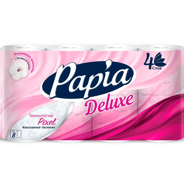 Туалетная бумага Papia Deluxe Белая 4 слоя (8 шт)