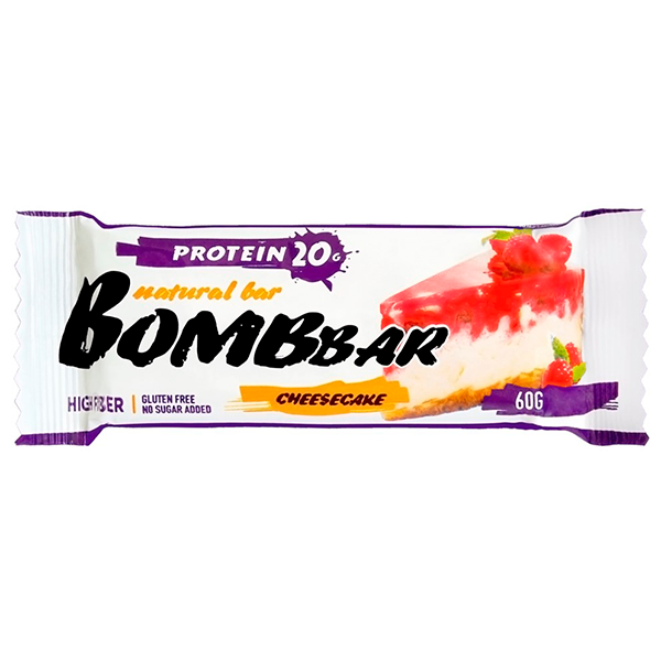 Батончик Bombbar Малиновый Чизкейк неглазированный 60 гр