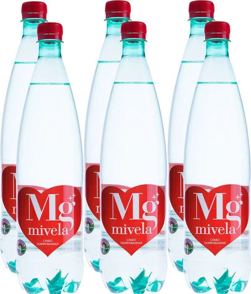 Вода минеральная Mivela Mg++ / Мивела слабогазированная ПЭТ 1 л (6 штук)