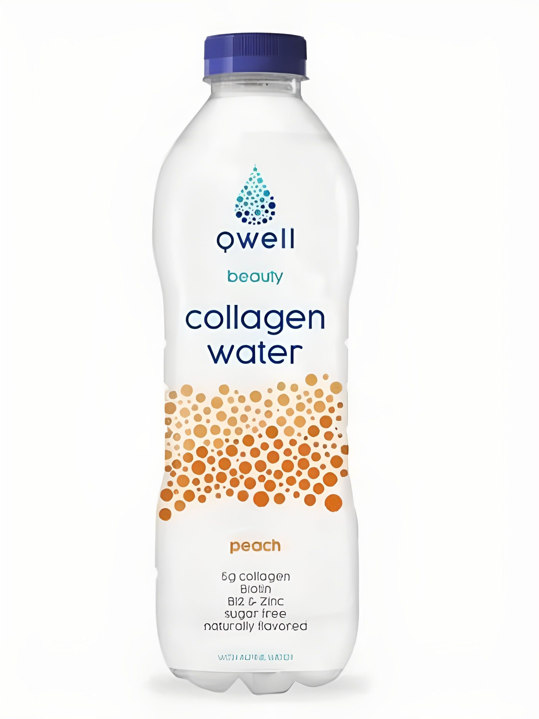 Вода Питьевая Qwell Collagen drinks Peach 500 мл со вкусом персика. Набор 24 шт по 0,5 л.