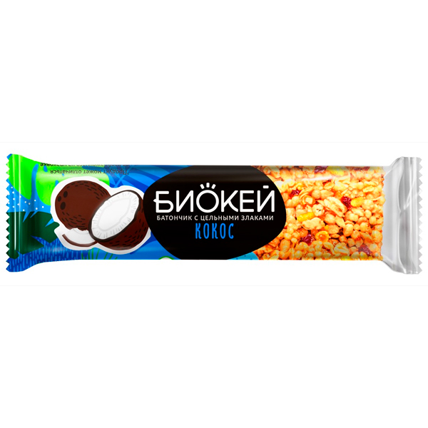 Батончик Биокей с кокосом и цельными злаками 25 гр