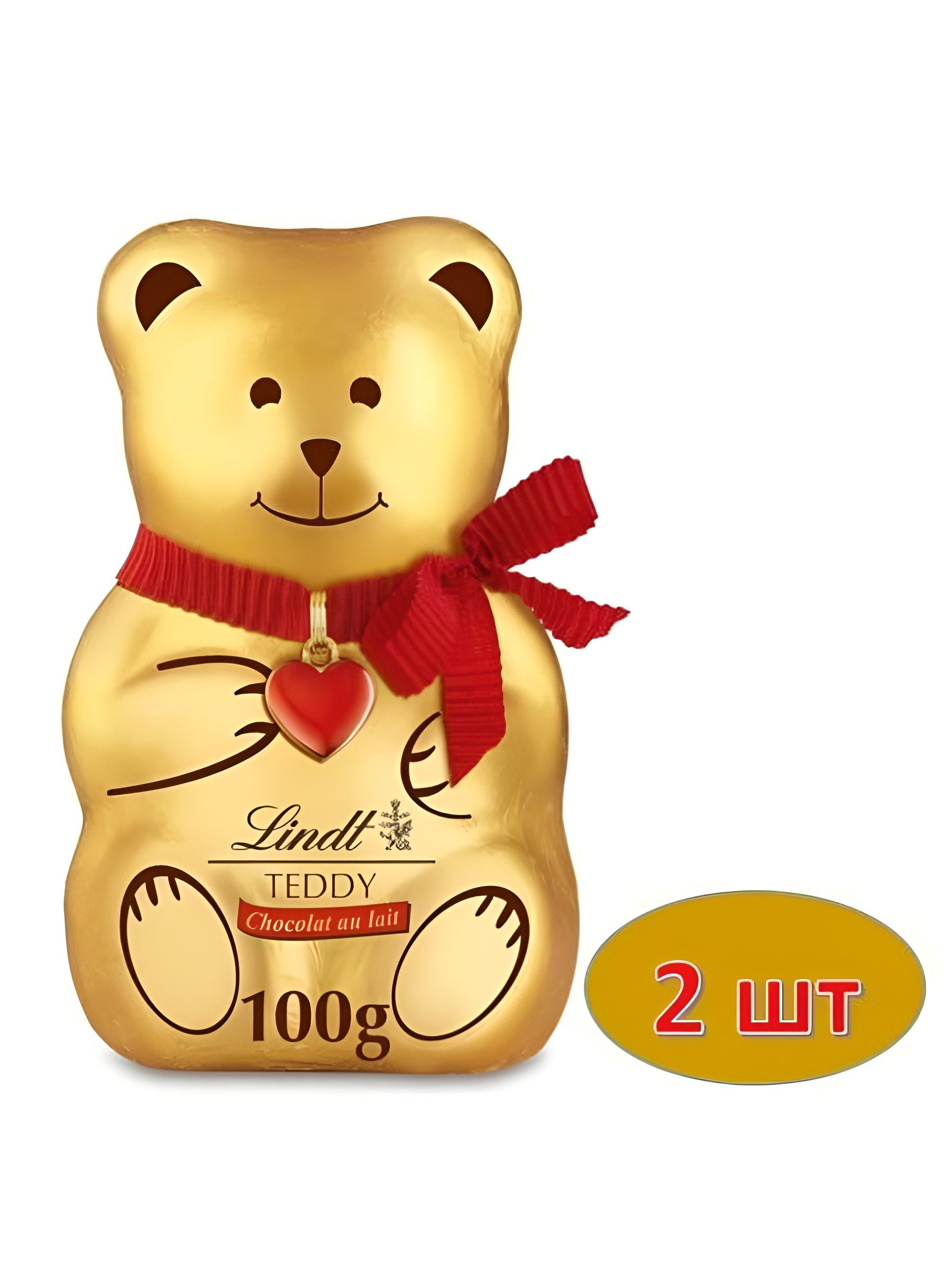 Молочный шоколад Линдт. Фигурка в форме медведя "Тедди" 100 гр. 2 шт.