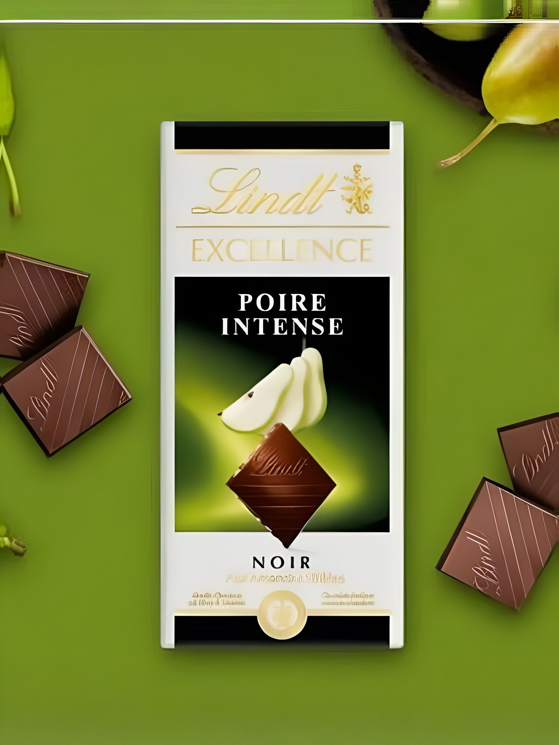 Шоколад темный Lindt Excellence INTENSE Pear, Груша с миндалем (100 гр). 3 шт.