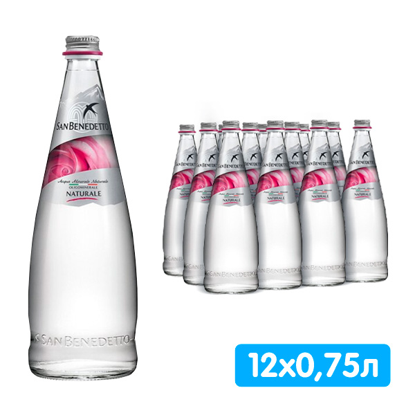 Вода San Benedetto 0.75 литра, без газа, стекло, 12 шт. в уп.