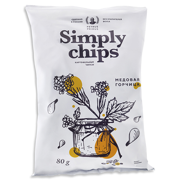 Чипсы Petrus Primus Simply Chips Медовая горчица 80 гр