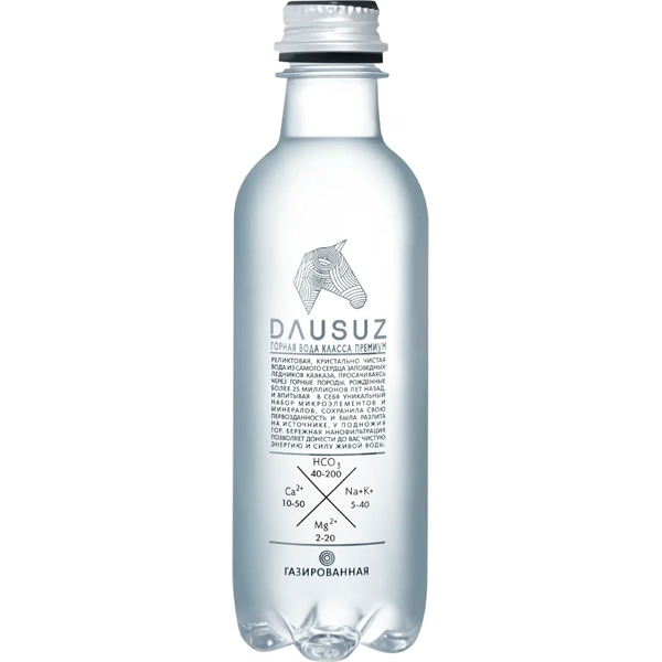 Вода Dausuz 0.33 литра, газ, пэт, 20 шт. в уп.
