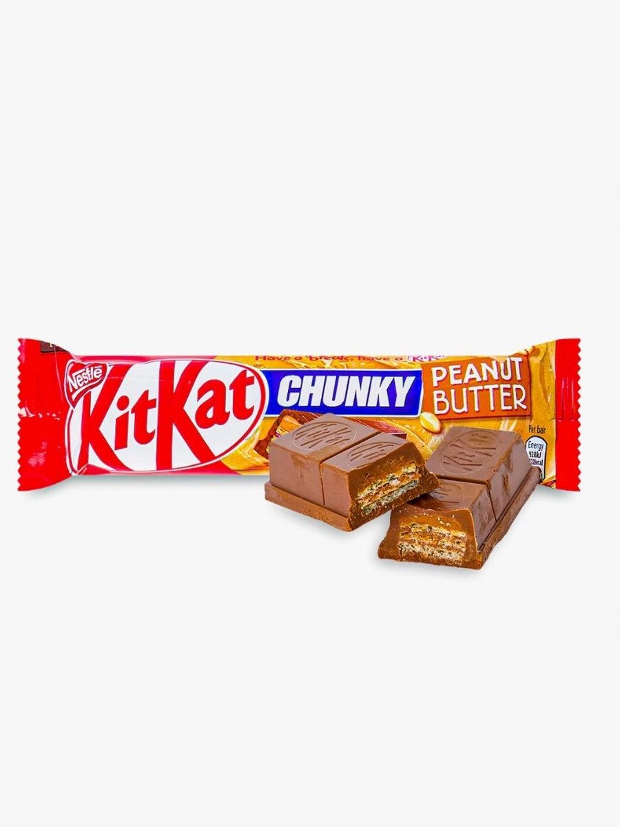 Молочный шоколадный батончик Kit Kat Chunky Peanut Butter ( с арахисовой пастой) 42г. 24 шт.