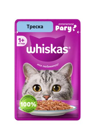 Влажный корм для кошек Whiskas, рагу с треской 75 г х 28 шт