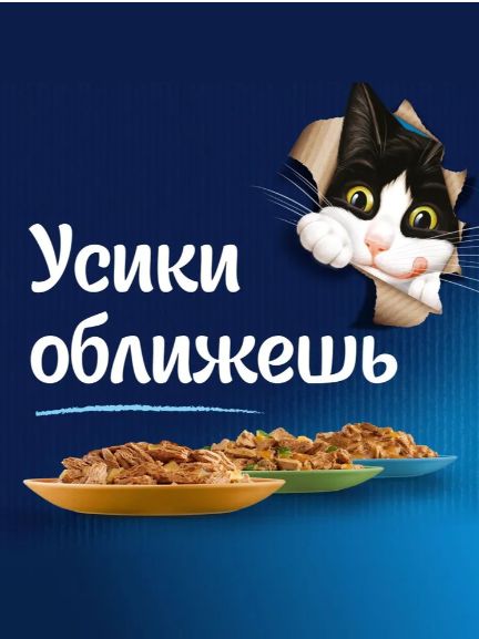 Влажный корм Felix Sensations пауч для кошек (кусочки в желе) с лососем и треской, 75 г х 26 шт.