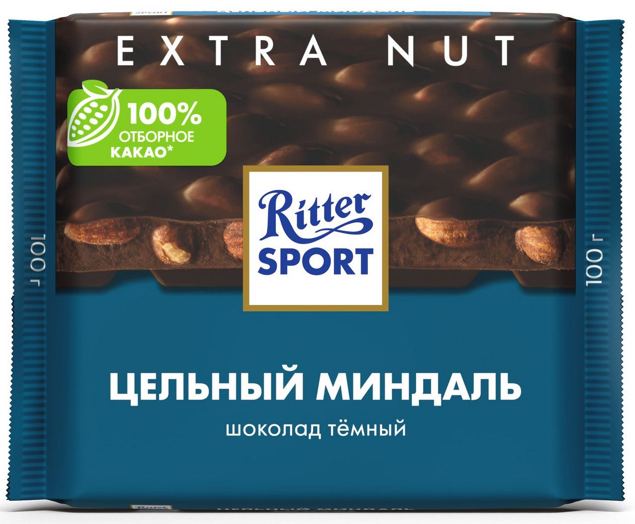 Шоколад Ritter Sport Extra Nut темный цельный миндаль, 100г. Набор 11 шт.