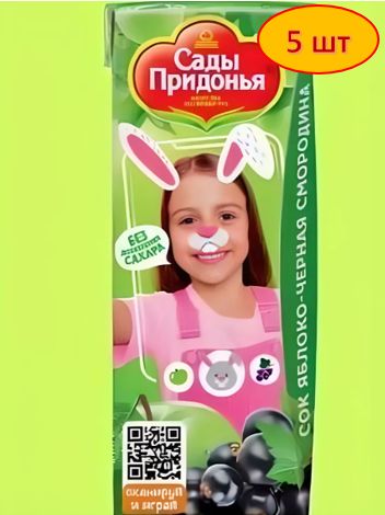 Сок детский "Сады Придонья", Яблоко - Черная смородина, 200 мл. 5 шт.