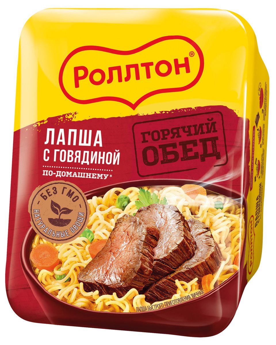 Лапша быстрого приготовления Роллтон Говядина по-домашнему, 90г х 12 шт.